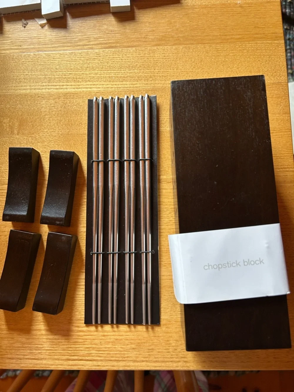 West Elm Dark Brown Chopstick Set with Block